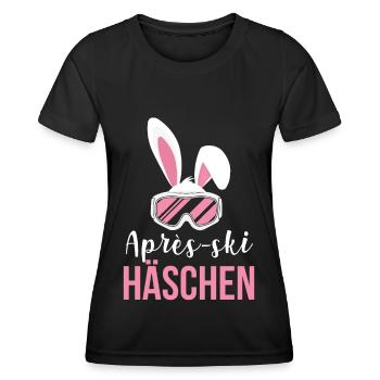 Après-Ski Häschen Ski Alpen Winterurlaub - Frauen Funktions-T-Shirt - Schwarz - Vorne - AI Model Female 172 light (172cm)