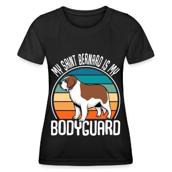 My Saint Bernard Is My Bodyguard Chien Bernhardiner - T-shirt sport Femme - noir - Devant - AI Model Female 172 light (172cm)