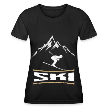 Ski Sports d’hiver Montagne Ski - T-shirt sport Femme - noir - Devant - AI Model Female 172 light (172cm)
