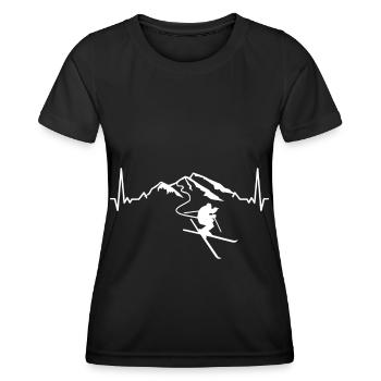 Ski Herzschlag Montagnes Alpes Sports d’hiver Ski - T-shirt sport Femme - noir - Devant - AI Model Female 172 light (172cm)