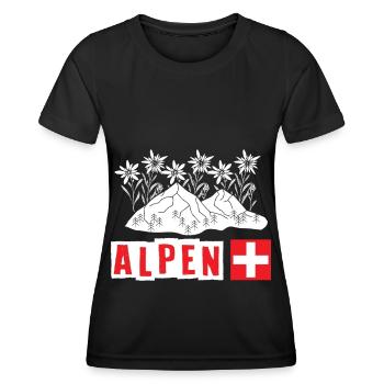 Schweizer Alpen Edelweiß Blume Edelweiss - Frauen Funktions-T-Shirt - Schwarz - Vorne - AI Model Female 172 light (172cm)