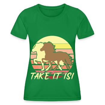 Isi Islandpferd Island Chevaux - T-shirt sport Femme - vert - Devant - AI Model Female 172 dark (172cm)