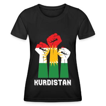Kurdistan Freiheit Kurden Flagge Kurdisch - Frauen Funktions-T-Shirt - Schwarz - Vorne - AI Model Female 172 light (172cm)