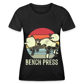 Bench Press Retro Workout Fitness Training - Women's Functional T-Shirt - black - Front - AI Model Female 172 light (172cm)