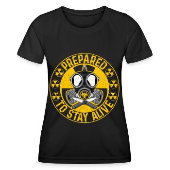 Prepper Nucléaire Radioactif Masque à gaz Cadeau - T-shirt sport Femme - noir - Devant - AI Model Female 172 light (172cm)