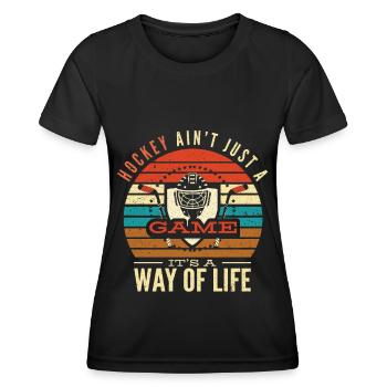 Ice Hockey Puck Hockey Sticks - Women's Functional T-Shirt - black - Front - AI Model Female 172 light (172cm)