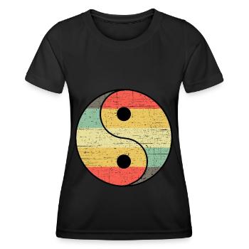 Yin yang vintage - T-shirt sport Femme - noir - Devant - AI Model Female 172 light (172cm)