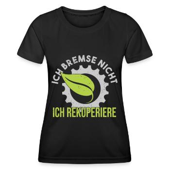 E Auto E Mobilität Elektroauto Spruch - Frauen Funktions-T-Shirt - Schwarz - Vorne - AI Model Female 172 light (172cm)