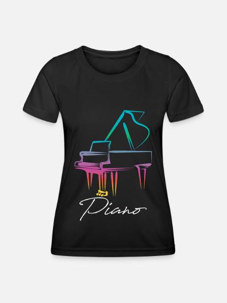Piano Piano Pianiste Cadeau - T-shirt sport Femme - noir