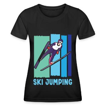 Ski Springen Skispringen - Frauen Funktions-T-Shirt - Schwarz - Vorne - AI Model Female 172 light (172cm)