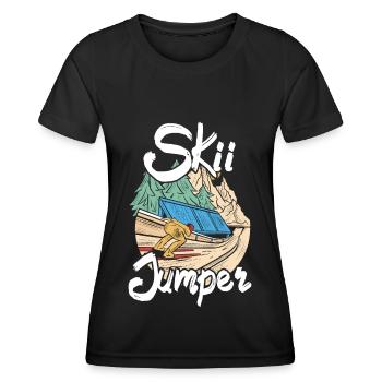 Ski Springen Skispringen - Frauen Funktions-T-Shirt - Schwarz - Vorne - AI Model Female 172 light (172cm)