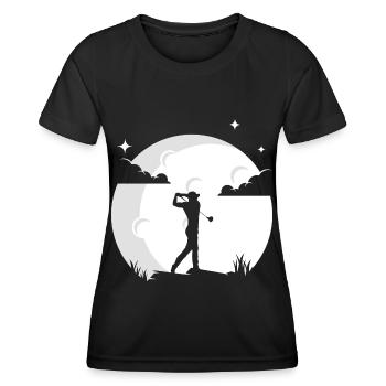 Golf Mond Golfer Golfer Golf - Frauen Funktions-T-Shirt - Schwarz - Vorne - AI Model Female 172 light (172cm)