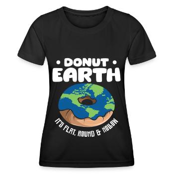 Donut Earth – Flat, Round & Hollow - Women's Functional T-Shirt - black - Front - AI Model Female 172 light (172cm)