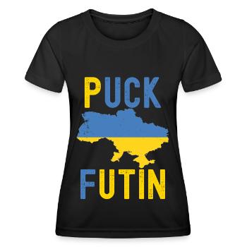 FK Poutine, Puck Futin, Stand avec l’Ukraine, Anti Guerre - T-shirt sport Femme - noir - Devant - AI Model Female 172 light (172cm)