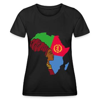 Eritrea Eritrean Flag Asmara Black Heritage - Women's Functional T-Shirt - black - Front - AI Model Female 172 light (172cm)