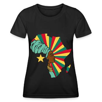 Cameroun Cameroun Drapeau Afrique Patrimoine ethnique - T-shirt sport Femme - noir - Devant - AI Model Female 172 light (172cm)