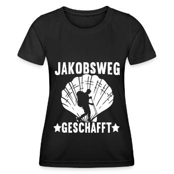 Jakobsweg Pilgern - Frauen Funktions-T-Shirt - Schwarz - Vorne - AI Model Female 172 light (172cm)