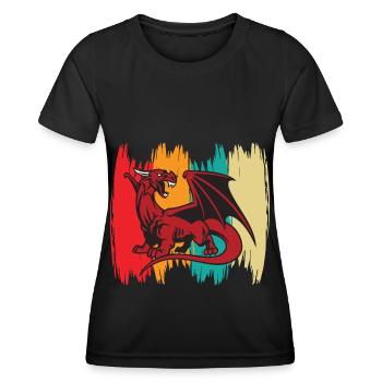 Dragon Retro Vintage Middle Ages with Fire - Women's Functional T-Shirt - black - Front - AI Model Female 172 light (172cm)