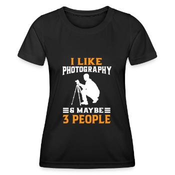 Photographe Photographe Photographie Photographie - T-shirt sport Femme - noir - Devant - AI Model Female 172 light (172cm)