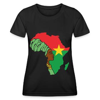 Burkina Faso Flagge Fahne Afrika Ethnic Heritage - Frauen Funktions-T-Shirt - Schwarz - Vorne - AI Model Female 172 light (172cm)