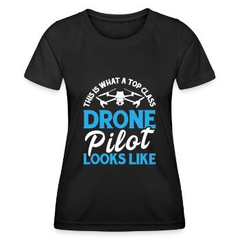 Drone Drone Drone Pilote Quadcopter - T-shirt sport Femme - noir - Devant - AI Model Female 172 light (172cm)