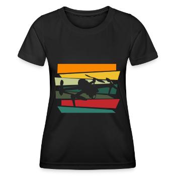 Drone Drone Drone Pilote Quadcopter - T-shirt sport Femme - noir - Devant - AI Model Female 172 light (172cm)