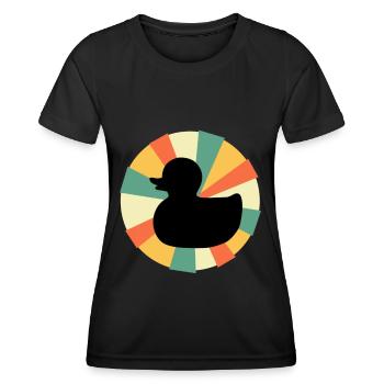 Ente Quitscheente Erpel Enten Gelbe Gummiente - Frauen Funktions-T-Shirt - Schwarz - Vorne - AI Model Female 172 light (172cm)