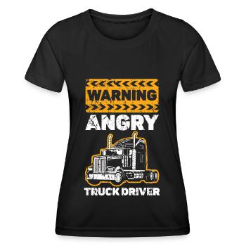Warning angry truck drivers trailer truck drivers - Women's Functional T-Shirt - black - Front - AI Model Female 172 light (172cm)