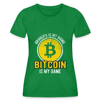 Grandpa is my name bitcoin is my game - Frauen Funktions-T-Shirt - Kelly Green - Vorne - AI Model Female 172 dark (172cm)
