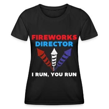 Feuerwerksdirektor lustig 4. Juli - Frauen Funktions-T-Shirt - Schwarz - Vorne - AI Model Female 172 light (172cm)