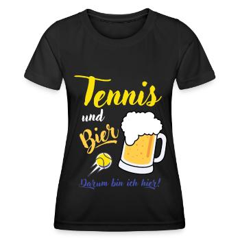 Tennis und Bier Spruch Geschenk Tennisspieler - Frauen Funktions-T-Shirt - Schwarz - Vorne - AI Model Female 172 light (172cm)