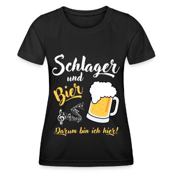 Schlager und Bier darum bin ich hier - Frauen Funktions-T-Shirt - Schwarz - Vorne - AI Model Female 172 light (172cm)