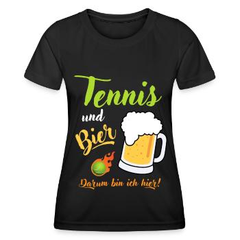 Tennis und Bier Tennisspieler Tennismatch Geschenk - Frauen Funktions-T-Shirt - Schwarz - Vorne - AI Model Female 172 light (172cm)