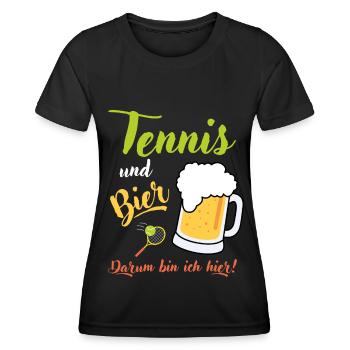 Tennis und Bier Spruch Geschenk Tennisspieler - Frauen Funktions-T-Shirt - Schwarz - Vorne - AI Model Female 172 light (172cm)