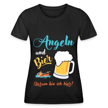 Angeln Bier Angler Fischer Sprüche Geschenkidee - Frauen Funktions-T-Shirt - Schwarz - Vorne - AI Model Female 172 light (172cm)