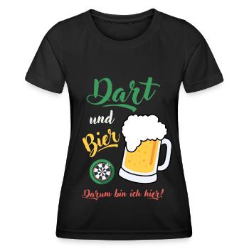 Dart und Bier Dartspieler Dartspruch Geschenk Spaß - Frauen Funktions-T-Shirt - Schwarz - Vorne - AI Model Female 172 light (172cm)