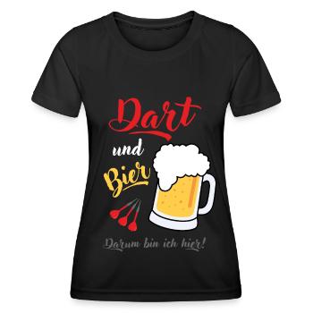 Dart und Bier Dartspieler Dartspruch Geschenk Spaß - Frauen Funktions-T-Shirt - Schwarz - Vorne - AI Model Female 172 light (172cm)