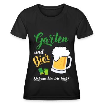 Garten und Bier Hobbygärtner Gartenarbeit Spruch - Frauen Funktions-T-Shirt - Schwarz - Vorne - AI Model Female 172 light (172cm)