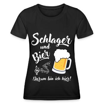 Schlager und Bier darum bin ich hier Bierkönig - Frauen Funktions-T-Shirt - Schwarz - Vorne - AI Model Female 172 light (172cm)