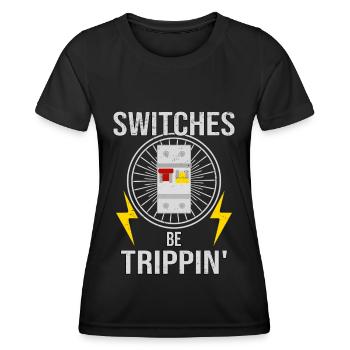 Switch box fuse Electrician Electronics technician - Women's Functional T-Shirt - black - Front - AI Model Female 172 light (172cm)
