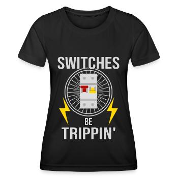 Electrician Electronics Technician Switch Box Fuse - Women's Functional T-Shirt - black - Front - AI Model Female 172 light (172cm)