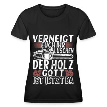 Holzfäller Förster - Frauen Funktions-T-Shirt - Schwarz - Vorne - AI Model Female 172 light (172cm)