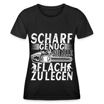 Holzfäller Förster - Frauen Funktions-T-Shirt - Schwarz - Vorne - AI Model Female 172 light (172cm)