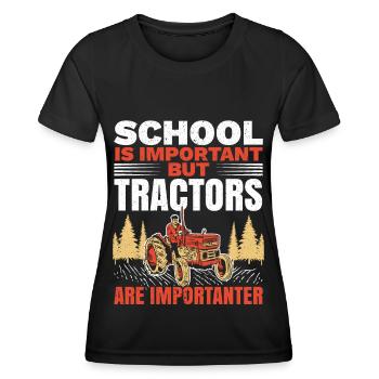 Schule ist wichtig, aber Traktoren sind noch wicht - Frauen Funktions-T-Shirt - Schwarz - Vorne - AI Model Female 172 light (172cm)