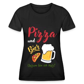 Pizza Bier Spruch Geschenk Bierliebhaber Vatertag - Frauen Funktions-T-Shirt - Schwarz - Vorne - AI Model Female 172 light (172cm)