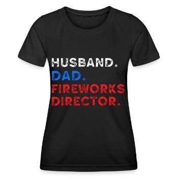 Mari Papa Directeur des feux d’artifice 4 juillet papa - T-shirt sport Femme - noir - Devant - AI Model Female 172 light (172cm)