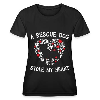 Ein Rettungshund hat mein Herz gestohlen Tierrette - Frauen Funktions-T-Shirt - Schwarz - Vorne - AI Model Female 172 light (172cm)