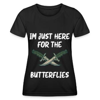 Chez Just Here For The Butterflies Knife Collector - T-shirt sport Femme - noir - Devant - AI Model Female 172 light (172cm)