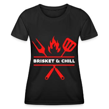 Poitrine et chill, barbecue amusant - T-shirt sport Femme - noir - Devant - AI Model Female 172 light (172cm)