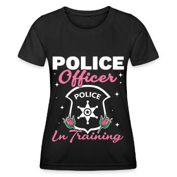 Polizeibeamter in Ausbildung Polizeibeamter - Frauen Funktions-T-Shirt - Schwarz - Vorne - AI Model Female 172 light (172cm)